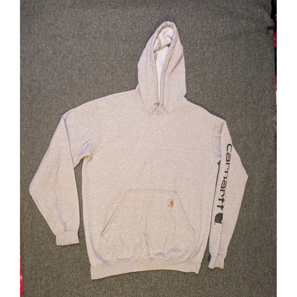 Carhartt Mens Spellout Logo Loose Fit Pullover Hoodie Long Sleeve M Jacket Work